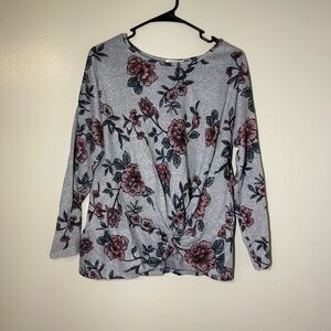Ava James Floral Twist Long Sleeve Top